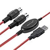 USB in-Out MIDI Interface Professional Piano Keyboard to PC/Laptop/Mac Converter/Adapter MIDI Cable for Home Music Studio Color Red - 6.5Ft