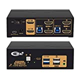 CKL 2 Port USB 3.0 KVM Switch Dual Monitor HDMI 4K 60Hz, Keyboard Video Mouse Peripherals Switcher for 2 Computers 2 Monitors with Audio 922HUA-3