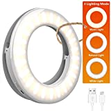 Selfie Light Ring Lights LED Circle Mini Light, Rechargeable 3 Light Modes Makeup Fill Light Cell Phone Tablet Laptop Camera Photography Livestream Video Lighting Clip