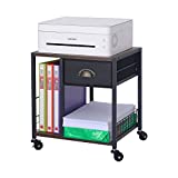 AEEHFENG Under Desk Printer Stand with Storage Mobile Printer Stand Printer Tables for Small Spaces Printer Cart with Drawers Small Rolling Printer Shelf Printer Table for Home Office