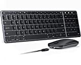 seenda Bluetooth Keyboard and Mouse Compatible for Mac, Stainless Steel Multi-Device Keyboard and Mouse Rechargeable with Number Pad, Wireless Keyboard for Mac, iPad, iOS, Buetooth Keyboard