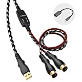 MIDI Cable,NUOSIYA MIDI to USB Interface Cable 4.5FT,MIDI Interface in-Out to USB Cord Adapter with Indicator for Piano Keyboard to PC Mac Laptop,Arranger Keyboard Tool