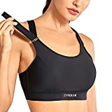 SYROKAN Wirefree Front Adjustable Sports Bras for Women High Impact Full Figure Plus Size Padded Bras Black-A265A 34F