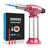 Sondiko Butane Torch, Culinary Kitchen Torch Refillable Blow Torch Lighter with Safety Lock&Continuously Flame for Cooking, Creme Brulee, BBQ, DIY&Soldering(Butane Gas not Included)