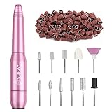 Acrylic Electric Nail Drill Buffer Kit, Professional Portable Handpiece File Grinder Manicure Pedicure Tools with 11Pcs Nail Drill Bits and 100PCS Sanding Bands for Liquid Monomer Dip Powder Gel Nails