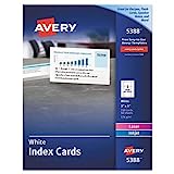 Avery - Laser/Inkjet Unruled Index Cards, 3 x 5, White, 150/Box - Sold As 1 Box - Heavyweight Card Stock Feeds Easily from Paper Tray.
