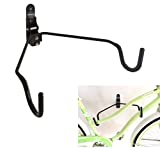 LifeStore Adjustable Bike Rack Wall Mount,100% Solid Steel Bicycle Storage Stand Hanger for Indoor, Garage, Soft Rubber-Coated Hooks, Mounting Screws Included, Heavy Duty Wall Mount Bike Stand (Black)