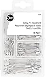 Dritz 3328 Curved Safety Pins, Assorted Sizes with Storage Box (90-Count)