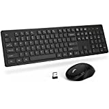 Wireless Keyboard and Mouse, Trueque Silent 2.4GHz Cordless Full Size USB Keyboard Mouse Combo, Long Battery Life, Lag-Free Wireless for Computer, Laptop, PC, Window, Mac, Chrome OS(Black)