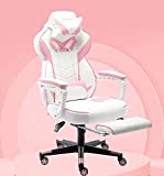 HEADMALL Pink Gaming Chair with Footrest Ergonomic Oversized Manufactured by Listed Company,Video Game Chairs with Lumbar and Head Pillow, for Adults Teens Secret Lab Pink&White