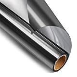 STATINT Window Film Privacy One Way Mirror Glass Tint Heat Control Sun UV Blocking Door Sticker Reflective Static Cling Cover for Home, Black-Silver, 35.4 Inch X 6.5 Feet