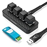 One Handed Macro Keyboard Programmable, 4 Key Macro Keypad Mechanical Gaming Keyboard Support NKRO, Hotkeys, Floating Window and Macro for OS,Windows,Vista