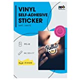 PPD 20 Sheets Inkjet Creative Media Matte Self Adhesive Vinyl Sticker Paper 8.5x11 PREMIUM Commercial Grade 4.7mil Thick Full Sheet Photo Quality Instant Dry Scratch and Tear Resistant (PPD-38-20)