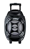 QFX PBX-61081-SILVER Rechargeable Portable Speaker | 8' Woofer | 2,600 Watts | Bluetooth, AUX, SD Card, FM Radio | Handle, Wheels, 12 Lbs | Perfect for Tailgating, Indoors, Outdoors Audio | Silver