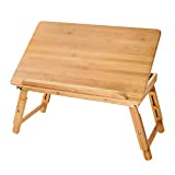 Nnewvante Drafting Desk Lap Table Bed Tray Adjustable Drawing Table Foldable Laptop Desk Bamboo for Adult Kids