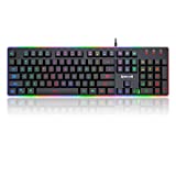 Redragon K509-RGB PC Gaming Keyboard 104 Key Quiet Low Profile RGB Keyboard Backlit Dyaus Pro Mechanical Feel Keyboard for Windows PC (with Edge Side Light Illumination)