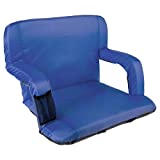Home-Complete Wide Stadium Seat Chair Bleacher Cushion with Padded Back Support, Armrests, 6 Reclining Positions and Portable Carry Straps, 1 Pack, Blue