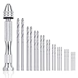 Pin Vise Hand Drill Bits(25pcs) for Resin Casting Molds, Precision Pin Vise Mini Micro Twist Hand Drill Bit Set Rotary Tools for Metal Wood, Jewelry, Plastic and Model Making