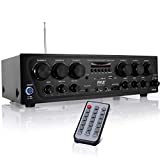 Pyle PTA62BT.5 - Bluetooth Home Audio Amplifier System - Upgraded 6 Channel 750 Watt Wireless Home Sound Power Stereo Receiver w/ USB, Micro SD, Headphone, 2 Microphone Input w/ Echo, Talkover for PA