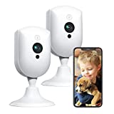 Smart Home Cameras Indoor, 2K Pet /Dog/Puppy Camera with 24/7 HD Live Video, Night Vision, Sound/Motion Detection, Two Way Talk, 2.4Ghz WiFi Cam Indoor for Home Security/Baby Monitor, Works with Alexa