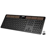 Arteck Wireless Solar Keyboard Full Size Solar Recharging Keyboard for Computer/Desktop/PC/Laptop/Surface/Smart TV and Windows 10/8 / 7 / Vista/XP Built in Rechargeable Battery