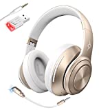 LETTON Gold Wireless Gaming Headset with Detachable Mic - Playstation (PS4, PS5) PC - Dynamic EQ Compensation Pro Audio, Noise Cancelling Microphone, Ultra-Comfort Over-Ear Headphones