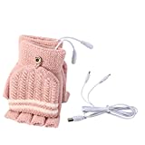Men's Women's USB Heated Gloves Mitten, USB Hand Warmers Winter Warm Full Finger and Half Fingerless Warm Hand Laptop USB Heating Gloves