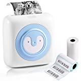 Mini Printer Portable Thermal Photo Printer Bluetooth Wireless Label Printer Sticker Printer Small Receipt Printer for iPhone and Android, Journal, Notes, Memo, Black and White Picture -Blue
