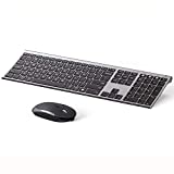 Bluetooth Keyboard Mouse, Multi-Device Wireless Keyboard Mouse Combo, Ultra Slim, Rechargeable, Dual-Mode(Bluetooth 4.0 + USB), for Windows/Mac OS (Space Gray)