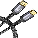 DisplayPort Cable 10ft, JSAUX 21.6Gbps High Speed DP 1.2 Braided Display Port Cord, 4K 60Hz HDR, 2K/1440P 165Hz & 144Hz, 1080p, 3D Compatible for Gaming Monitor Graphics Card TV PC Laptop -Grey