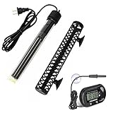 CANVUNTHY Aquarium Heater Fish Tank Heating Rod 100W/200W/300W with with Adjust Knob Thermostat, Free Submersible Thermometer