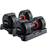 AOTOB 25/55 lbs Adjustable Dumbbells Weight for Men and Women with Anti-Slip Fast Adjust Turning Handle, Durable Dumbbell Suitable for Home Gym Exercise and Workout Fitness (Pair)
