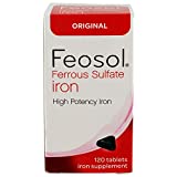 Feosol Original Iron Supplement Tablets, Non-heme, 325mg Ferrous Sulfate (65mg Elemental Iron) per Iron Pill, 1 Per Day, 120ct, 4 Month Supply, For Energy and Immune System Support, Made in USA