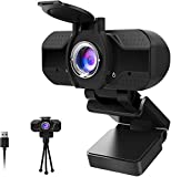 1080P Webcam with Microphone and Privacy Cover, Computer Camera with Tripod, Web Cameras for Computers Laptop Video Calling Recording Conferencing, Plug and Play, Web Cam USB Camera for Zoom