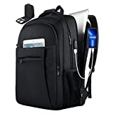 Travel Laptop Backpack, 17.3 Inch Large TSA Airline Approved Business Computer USB Tech Backpack For Men With Laptop Compartment, Work Tech Electronics College School Backpack Gift For Him, Black