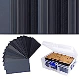 AUSTOR 102 Pcs Wet Dry Sandpaper 60 to 3000 Grit Assortment 3 x 5.5 Inch Abrasive Paper with Free Box for Automotive Sanding, Wood Furniture Finishing