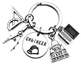 Engineer Keychain Architectural Engineer Design Engineering Graduation Computer Laptop Ruler Compass Safety Helmet House Building Charm Engineer Teacher Gift Engineer Student Mathematics Structural Engineering Key Ring Architectural Engineer Keyring