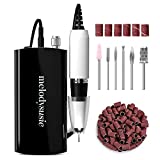 MelodySusie Professional Nail Drill - 30000 rpm Rechargeable Portable Nail Drills with 6 Bits and 106 Sanding Bands, Cordless Electric Nail File Machine for Acrylic Gel Nails Shape Carve Polish, Black