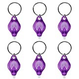 RaySoar (Pack of 6) Mini UV LED Keychain Flashlight, 395nm UV Light Keychain Flashlight, UV Keychain Flashlight, UV Keychain Light Black Light- UV Light with Purple Shell