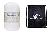 Bernat Knitting Yarn Baby Sport Big Ball Solids Baby White 1-Skein Factory Pack 163121-21005 Bundle with 1 Artsiga Crafts Project Bag