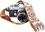 White Woven Vintage Camera Strap for All DSLR Camera. Embroidered Elegant Universal Neck & Shoulder Strap, Floral Pattern, Great Stocking Stuffer for Men & Women Photographers