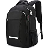 XQXA Laptop Backpack, Travel Business Backpack for Men & Women with USB Charging Port, Water Resistant Anti Theft School College Computer Back Pack Bag Fits Up to 17 Inch Notebook - Black