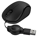 SABRENT Mini Travel USB Optical Mouse with Retractable Cable for Computers and laptops | Mac & PC Compatible (MS-OPMN)