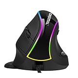 J-Tech Digital Ergonomic Mouse with Wired Connection, Removable Palm Rest, Thumb Buttons, 800, 1200, 1800, 3200 Adjustable DPI; Compatible with Windows and MAC OS [V638R]