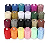 Sewing Thread - 24 Polyester Threads for Hand Stitching, Quilting & Sewing Machine - Set of 1000 yds Per Spool - 20 Colors Plus 2 x White & 2 x Black