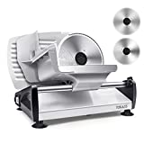 Meat Slicer, TOKASS 200W Electric deli Food Slicer with 2 Removable 7.5’’ Stainless Steel Blade, Adjustable Thickness Meat Slicer for Home Use, Child Lock Protection, Easy to Clean, slicer machine