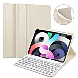 Fintie Keyboard Case for iPad Air 5th Generation (2022) / iPad Air 4th Gen (2020) 10.9 Inch with Pencil Holder - Soft TPU Back Cover with Magnetically Detachable Bluetooth Keyboard, Starlight
