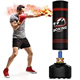 Punching Bag with Stand Freestanding Heavy Boxing Bag with Suction Cups Base for Adult Youth Kids Stand Kickboxing Bag for Home Office Gym
