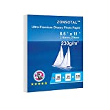 ZONSOTAL 8.5x11 ln Ultra Premium Glossy Photo Paper|20 Sheets 230 gsm Inkjet Printers Photo Paper for Posters,Brochures, Family Photos, Printing Paper White, Office Home Products