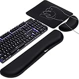 Gimars 3Pcs Memory Foam Keyboard Wrist Rest, Mouse Pad, Mouse Pad Wrist Support for Easy Typing Pain Relief, Ergonomic, Comfortable Keyboard Mouse Pad Set for Computer, Laptop, Home & Office
